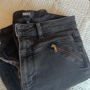 Paige graphite skinny jeans with zipper pockets